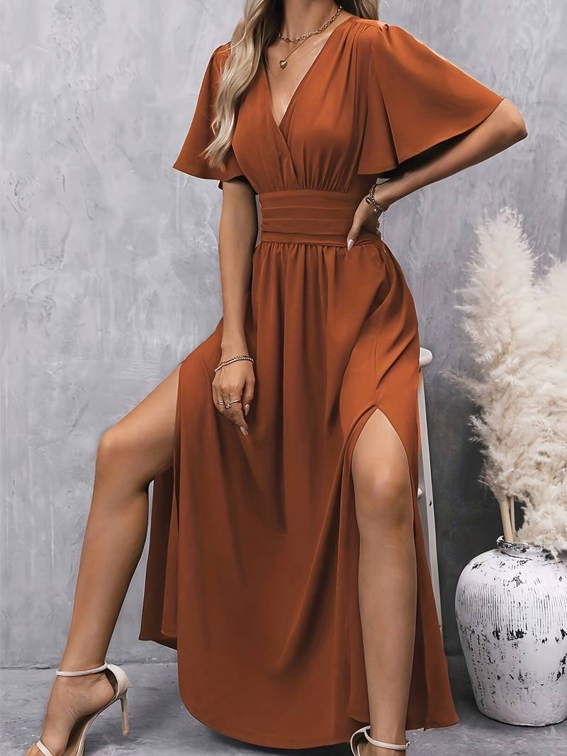 Juliette – Šaty s Volánkovým Límcem a Skládaným Pásem pro Ženy