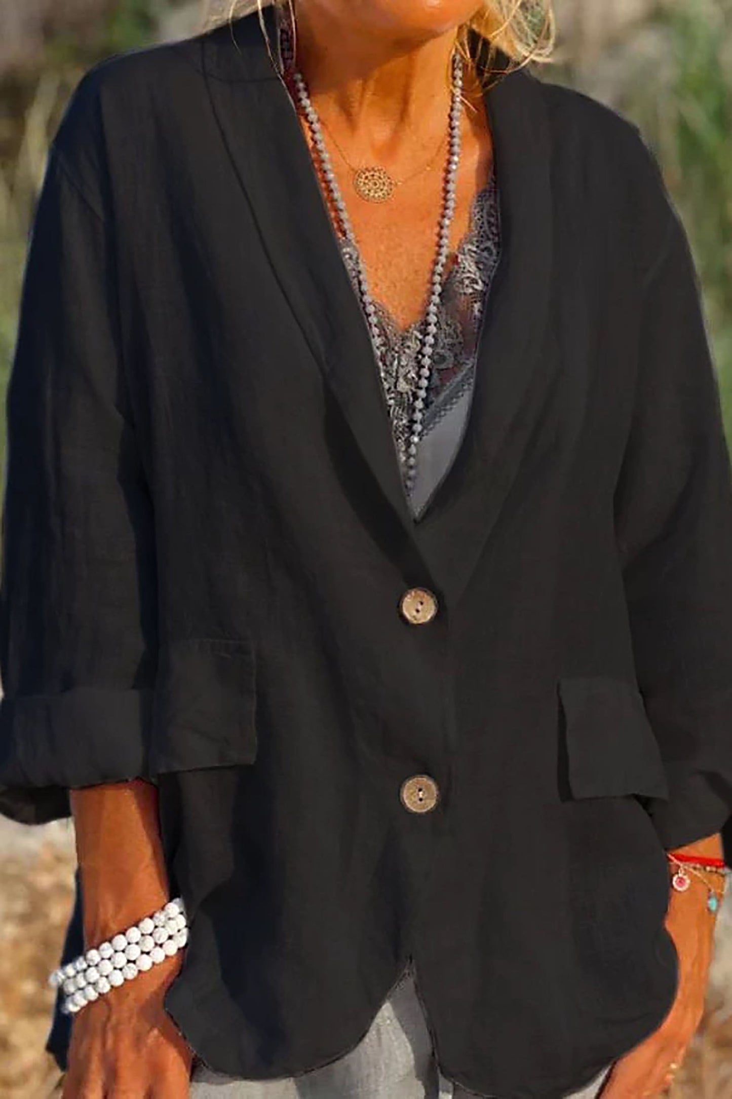 Jessica - Lehká dámská lněná bunda s knoflíky